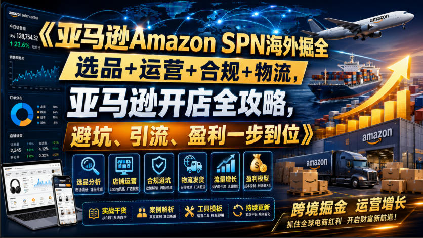 亚马逊Amazon SPN海外掘全,选品+运营+合规+物流,亚马逊开店全攻略,避坑、引流、盈利一步到位-虚拟资料库