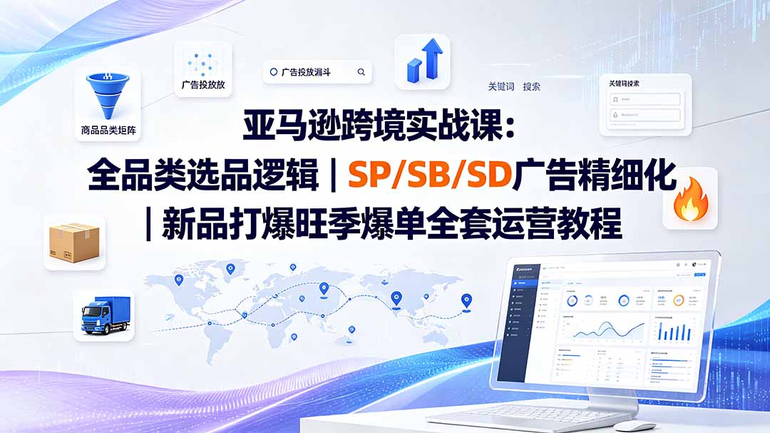 亚马逊跨境实战课-更新：全品类选品逻辑｜SP/SB/SD广告精细化｜新品打爆旺季爆单全套运营教程-虚拟资料库