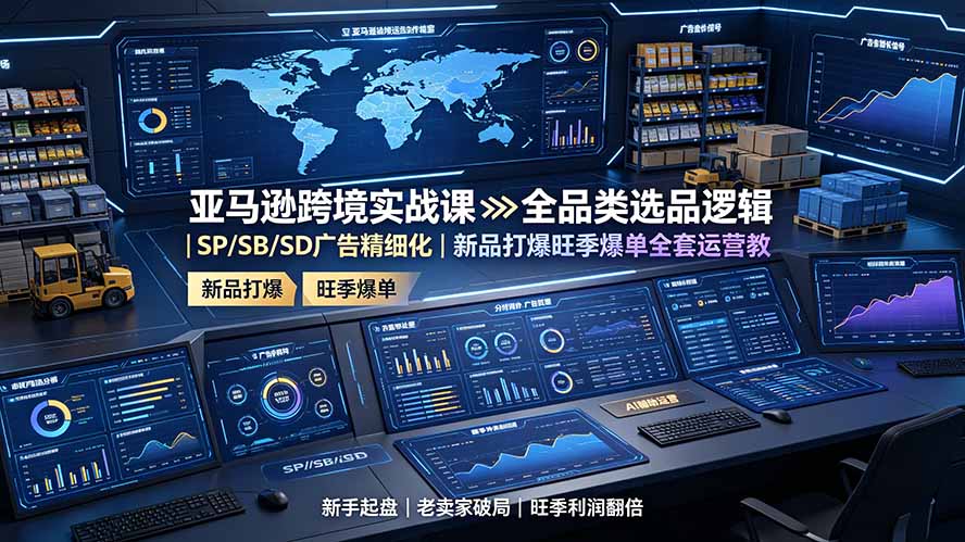 亚马逊跨境实战课:全品类选品逻辑|SP/SB/SD广告精细化|新品打爆旺季爆单全套运营教程-虚拟资料库