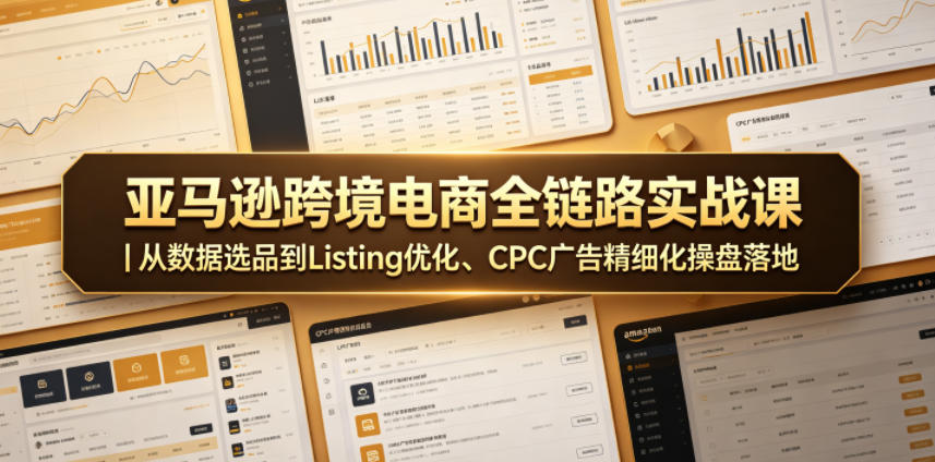 亚马逊跨境电商全链路实战课|从数据选品到Listing优化、CPC广告精细化操盘落地-虚拟资料库