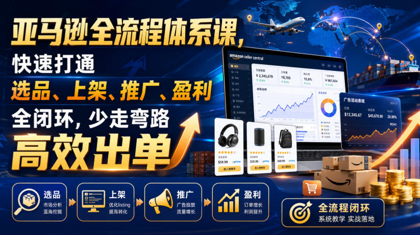 亚马逊全流程体系课，快速打通选品、上架、推广、盈利全闭环，少走弯路高效出单-虚拟资料库