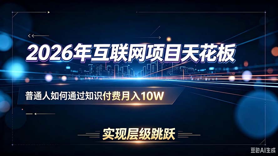 2026年互联网项目天花板:普通人如何通过知识付费月入10W,实现层级跳跃-虚拟资料库