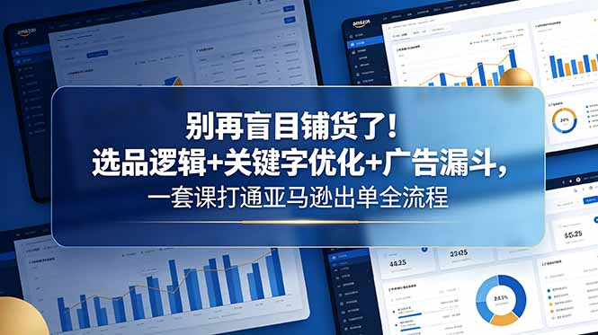 别再盲目铺货了!选品逻辑+关键字优化+广告漏斗,一套课打通亚马逊出单全流程-虚拟资料库