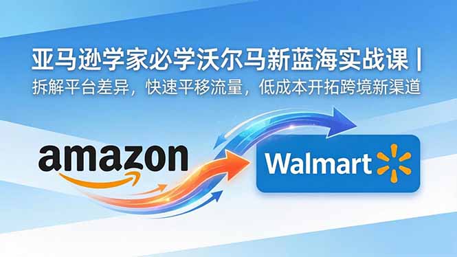 亚马逊卖家必学沃尔玛新蓝海实战课｜拆解平台差异，快速平移流量，低成本开拓跨境新渠道-虚拟资料库