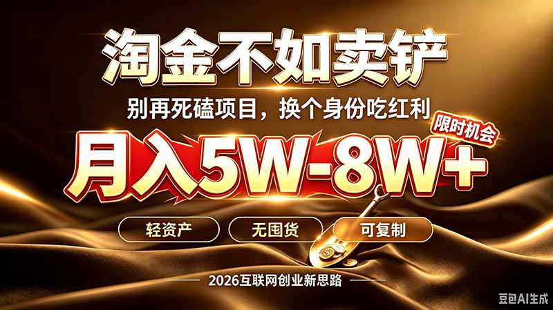别再傻乎乎埋头跑项目！互联网真正赚钱逻辑：做卖铲人，拒绝当韭菜，逆风翻盘月入5-8W+-虚拟资料库