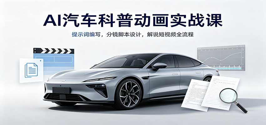 AI汽车科普动画实战课:提示词编写,分镜脚本设计,解说短视频全流程-虚拟资料库