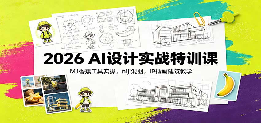 2026 AI设计实战特训课:MJ香蕉工具实操,niji混图,IP插画建筑教学-虚拟资料库