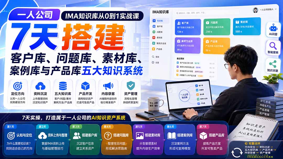 一人公司IMA知识库从0到1实战课:7天搭建客户库、问题库、素材库、案例库与产品库五大知识系统-虚拟资料库