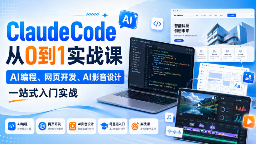 Claude Code从0到1实战课,AI编程、网页开发、AI影音设计一站式入门实战(更新)-虚拟资料库