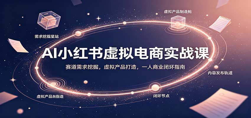 AI小红书虚拟电商实战课：赛道需求挖掘，虚拟产品打造，一人商业闭环指南-虚拟资料库