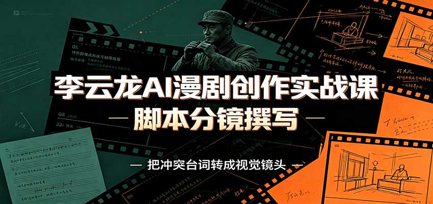 李云龙AI漫剧创作实战课:角色人设还原,脚本分镜撰写,AI漫剧成片完整制作教学-虚拟资料库