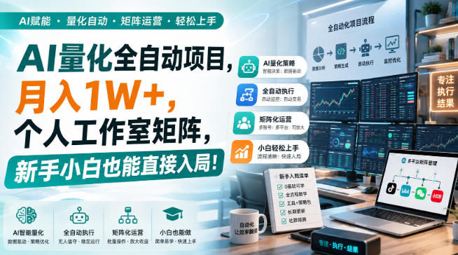 AI量化全自动项目,月入1W+,个人工作室矩阵,新手小白也能直接入局!【揭秘】-虚拟资料库