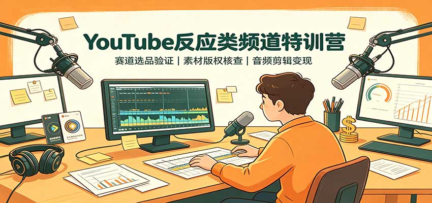 YouTube反应类频道特训营:赛道选品验证,素材版权核查,音频剪辑变现-虚拟资料库