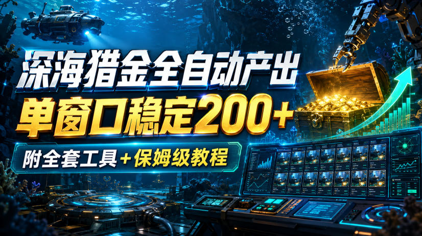深海猎金全自动产出,单窗口稳定200+,附全套工具+保姆级教程【揭秘】-虚拟资料库