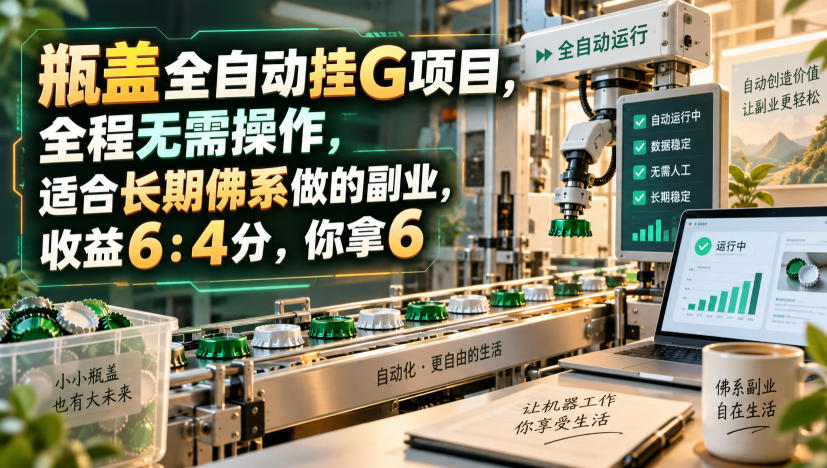 瓶盖全自动挂G项目,全程无需操作,适合长期佛系做的副业,收益6:4分,你拿6【揭秘】-虚拟资料库
