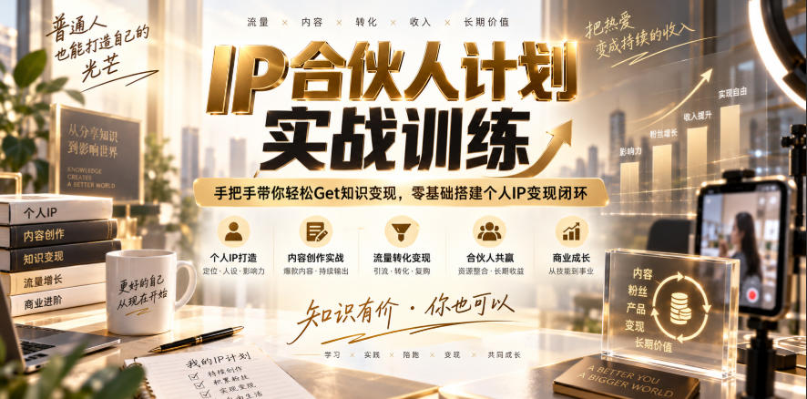 IP合伙人计划实战训练，手把手带你轻松Get知识变现，零基础搭建个人IP变现闭环(更新260908)-虚拟资料库
