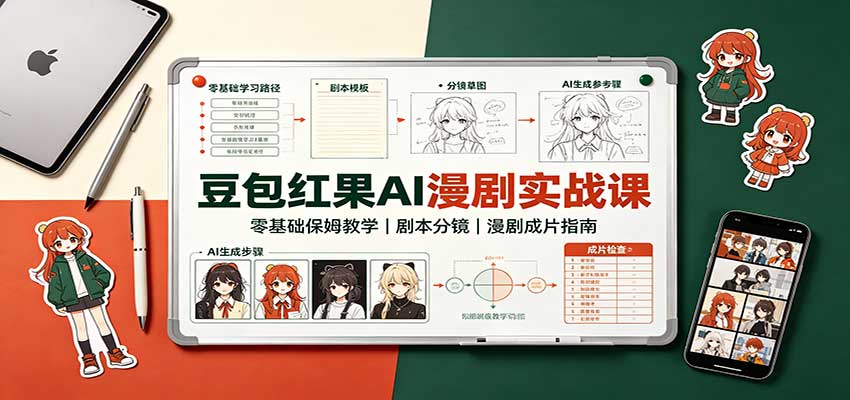 豆包红果AI漫剧实战课:零基础保姆教学,剧本分镜,漫剧成片指南-虚拟资料库