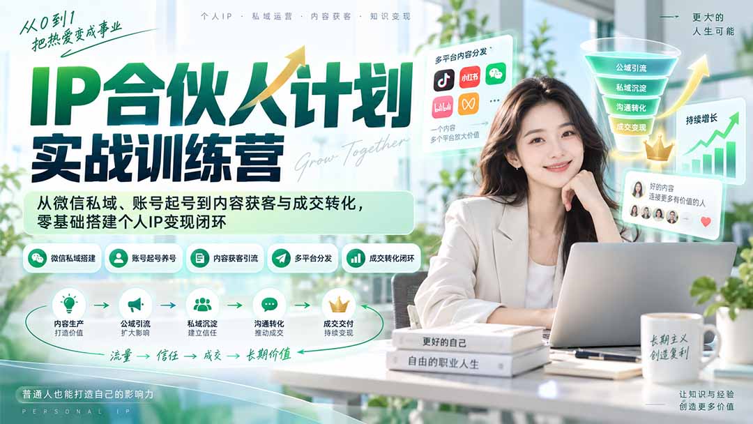 IP合伙人计划实战训练营-更新：从微信私域、账号起号到内容获客与成交转化，零基础搭建个人IP变现闭环-虚拟资料库