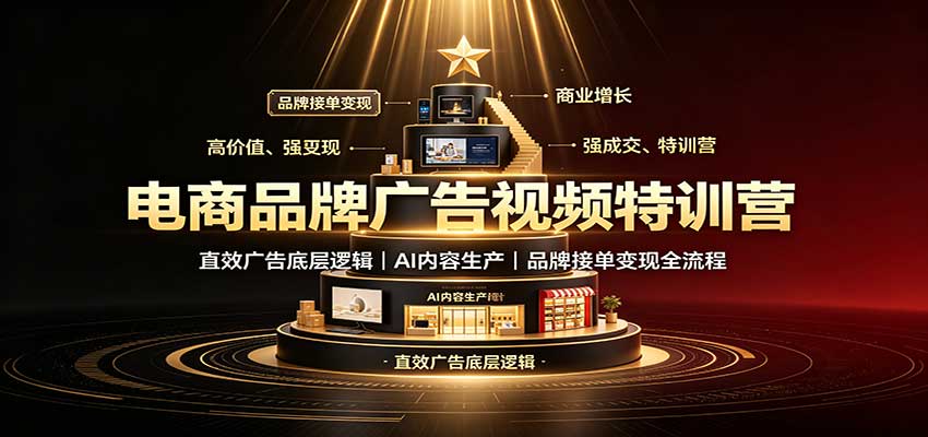 电商品牌广告视频特训:直效广告底层逻辑,AI内容生产,品牌接单变现全流程-虚拟资料库