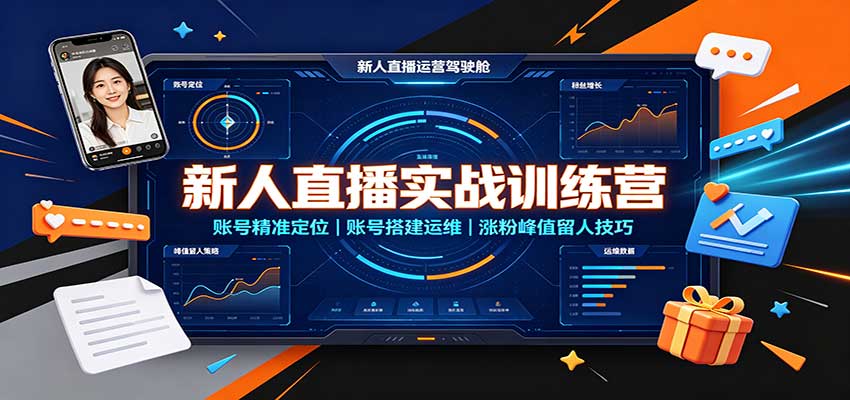 新人直播实战训练营:账号精准定位,账号搭建运维,涨粉峰值留人技巧-虚拟资料库