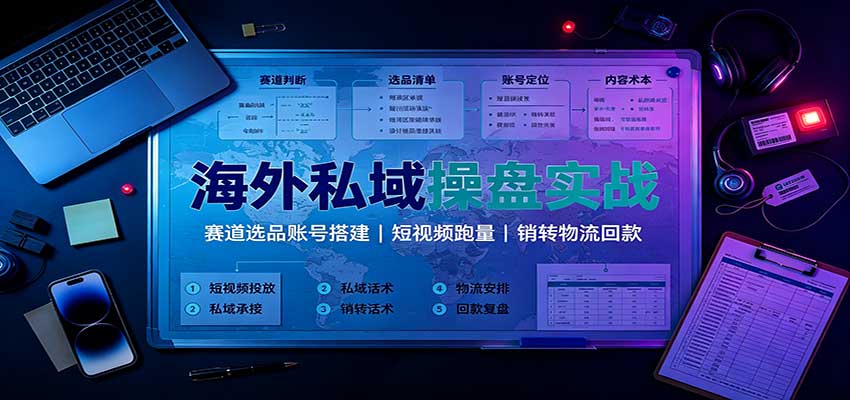 海外私域操盘实战:赛道选品账号搭建,短视频跑量,销转物流回款-虚拟资料库