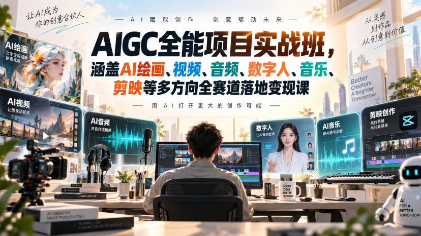 AIGC全能项目实战班,涵盖AI绘画、视频、音频、数字人、音乐、剪映等多方向全赛道落地变现课-虚拟资料库