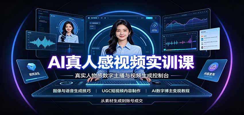 AI真人感视频实训课：图像语音生成，UGC内容制作，AI数字博主变现教程-虚拟资料库