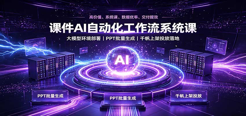 课件AI自动化工作流系统课:大模型环境部署,PPT批量生成,千帆上架投放落地-虚拟资料库
