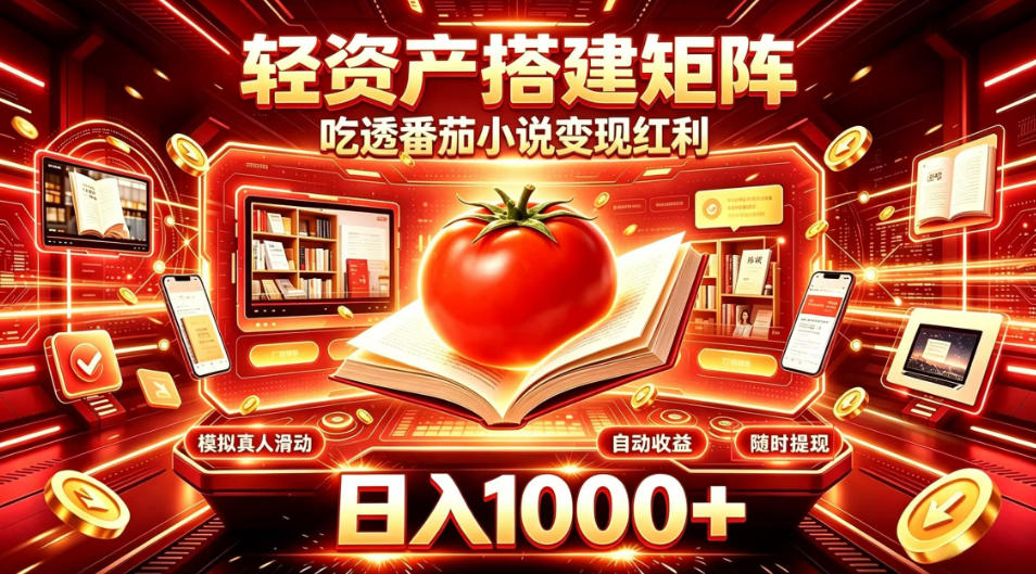 轻资产搭建矩阵,吃透番茄小说变现红利,日入1000+,支持无限矩阵放大【揭秘】-虚拟资料库