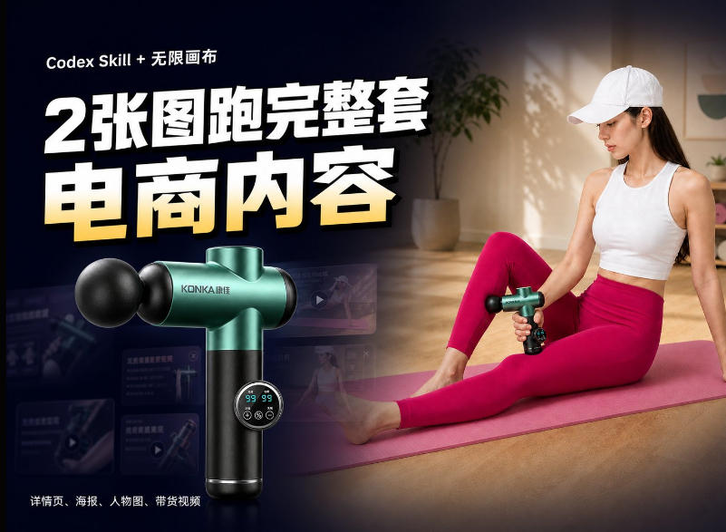 Codex+Skill+无限画布:两张图跑出一整套电商内容-虚拟资料库