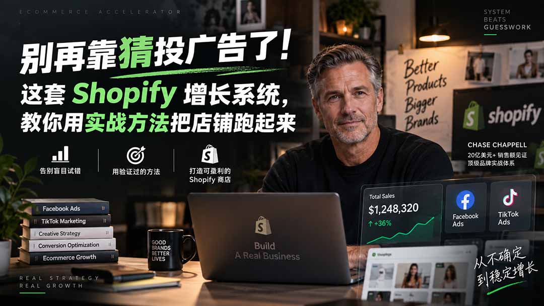 别再靠猜投广告了！这套 Shopify 增长系统，教你用实战方法把店铺跑起来【原创双语字幕】-虚拟资料库