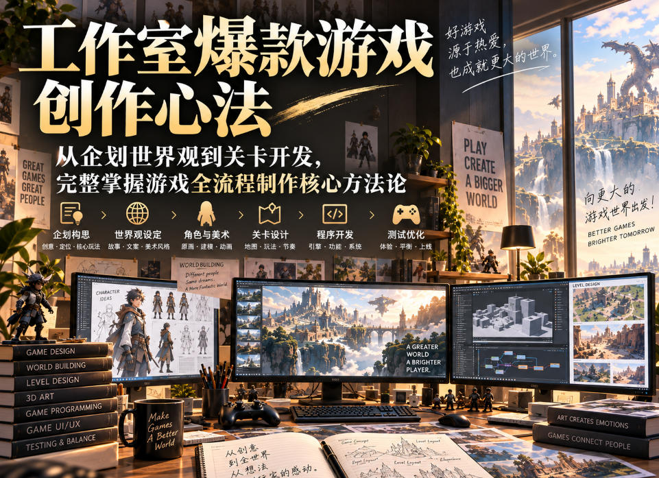 工作室爆款游戏创作心法｜从企划世界观到关卡开发，完整掌握游戏全流程制作核心方法论-虚拟资料库
