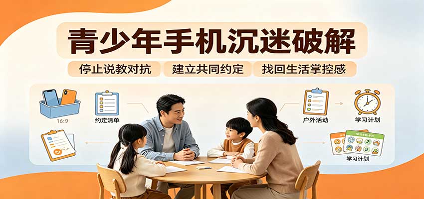 青少年手机沉迷破解:跳出管控说教思维,六步法引导孩子夺回注意力掌控权-虚拟资料库