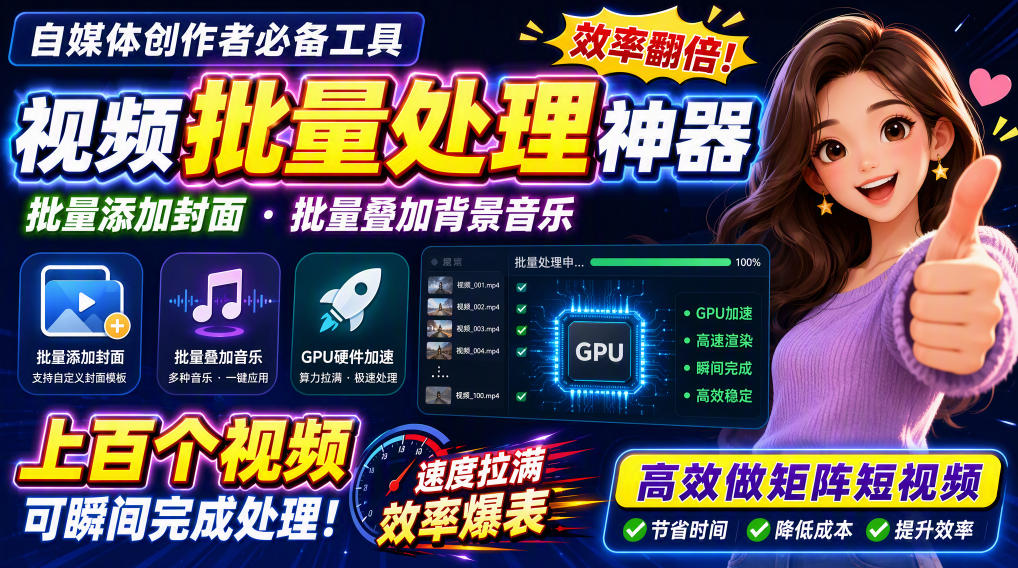 视频批量加封面,把封面添加到视频第一帧,不用剪辑软件批量添加-虚拟资料库