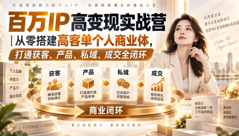 百万IP高变现实战营|从零搭建高客单个人商业体,打通获客、产品、私域、成交全闭环-虚拟资料库