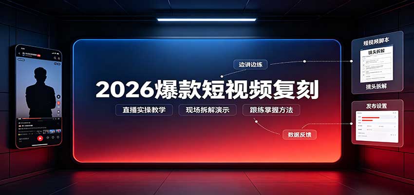 2026爆款短视频复刻:直播实操教学,配套文字文档掌握全流程-虚拟资料库