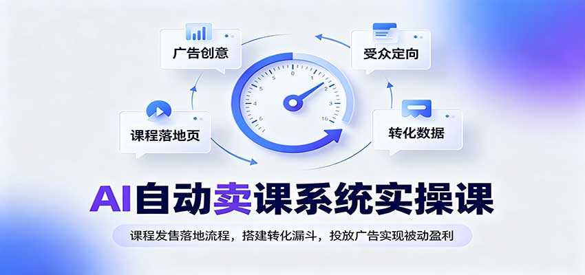 AI自动卖课系统实操课:课程发售落地流程,搭建转化漏斗,投放广告实现被动盈利-虚拟资料库