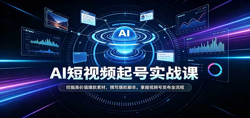 短视频AI起号实战课：挖掘高价值爆款素材，撰写爆款脚本，掌握视频号发布全流程-虚拟资料库