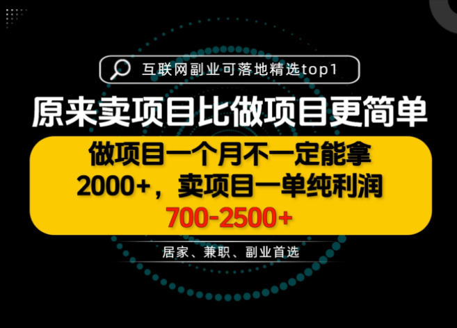一单利润700-2.5K+，为什么我们要卖项目而不是做项目，我们普通人应该怎样开始？【揭秘】-虚拟资料库