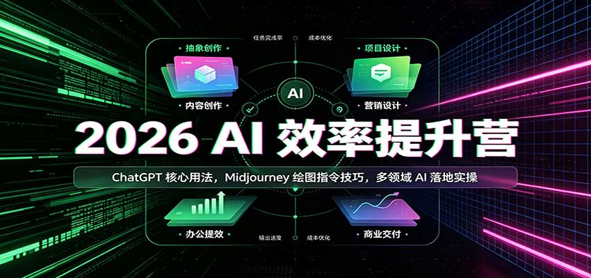 2026 AI效率提升营：ChatGPT核心用法，Midjourney绘图指令技巧，多领域AI落地实操-虚拟资料库