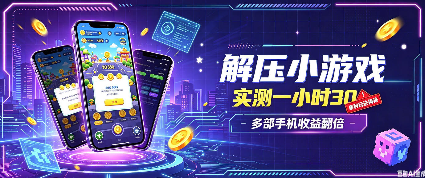 小游戏全流程玩法，实测一小时搞30，简单无脑解压，当天做当天就能看到进账，直接冲就行【揭秘】-虚拟资料库
