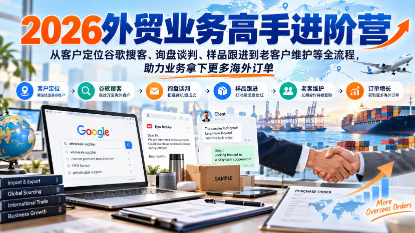 2026外贸业务高手进阶营，从客户定位谷歌搜客、询盘谈判、样品跟进到老客户维护等全流程，助力业务拿下更多海外订单-虚拟资料库