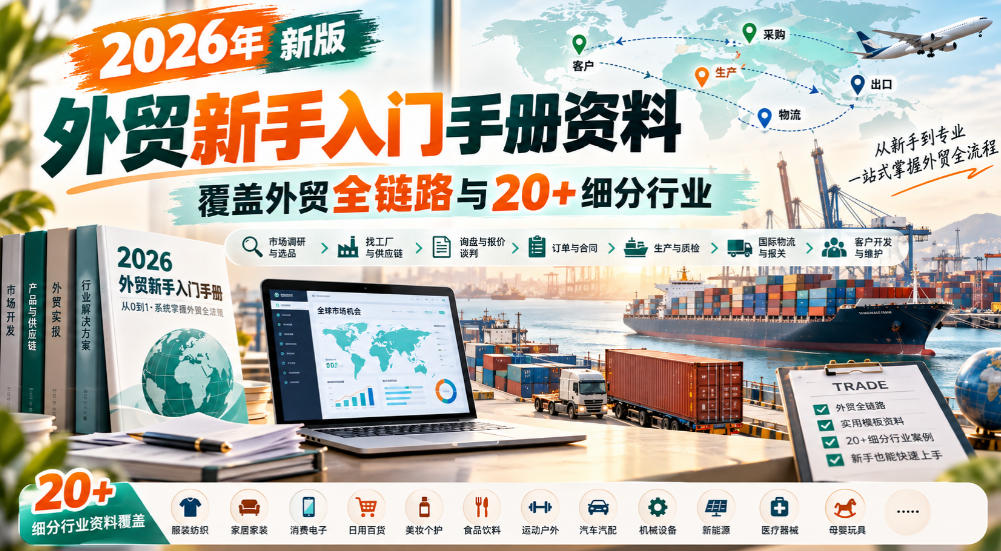 2026年新版外贸新手入门手册资料，覆盖外贸全链路与20+细分行业-虚拟资料库