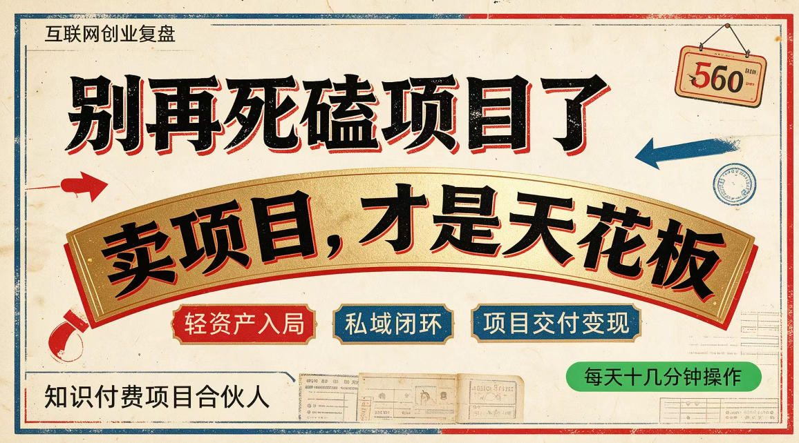 做项目不如卖项目，做知识付费自己当老板，普通人死磕项目賺钱，聪明人贩卖项目认知賺钱【揭秘】-虚拟资料库