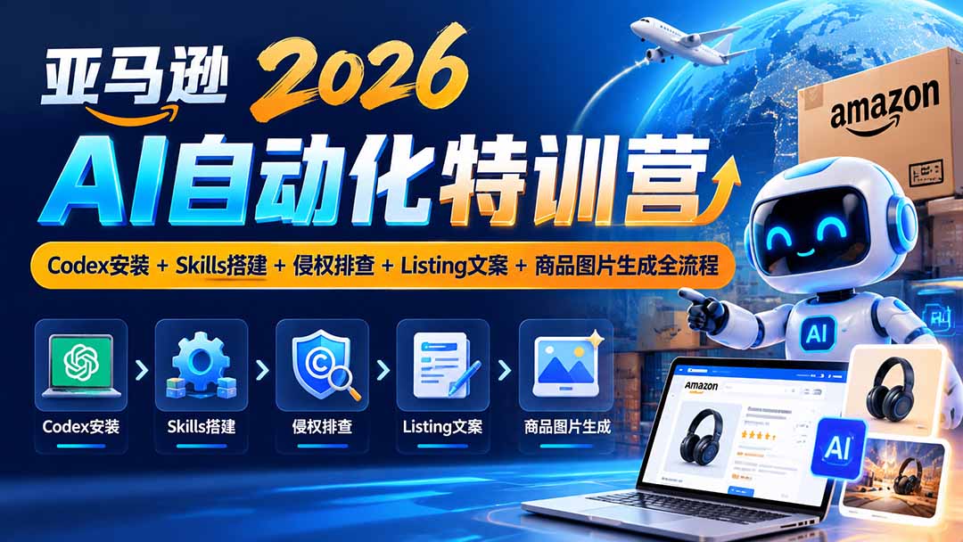 亚马逊2026AI自动化-10月特训营：Codex安装+Skills搭建+侵权排查+Listing文案+商品图片生成全流程-虚拟资料库