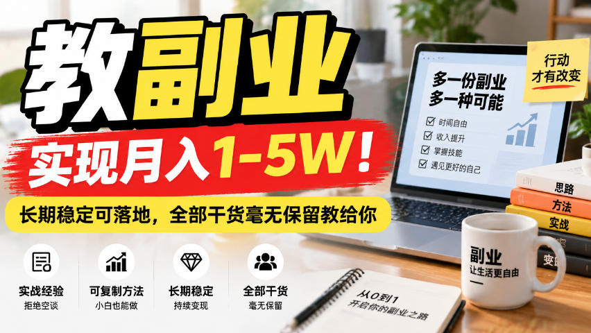 “教副业”实现月入1-5W！长期稳定可落地，全部干货毫无保留教给你【揭秘】-虚拟资料库