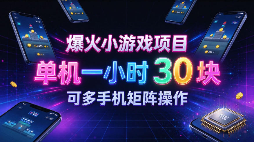 爆火小游戏撸金项目，实测单机一小时30+，可多手机矩阵操作，新手看完一遍就能上手【揭秘】-虚拟资料库