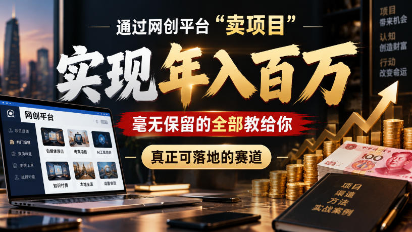 通过网创平台“卖项目”实现年入100w，毫无保留的全部教给你，真正可落地的赛道【揭秘】-虚拟资料库