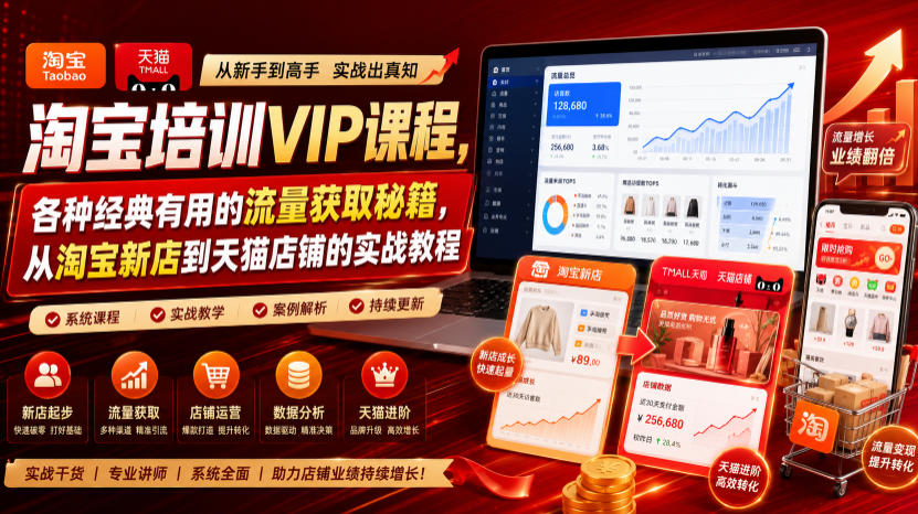淘宝培训VIP课程，各种经典有用的流量获取秘籍，从淘宝新店到天猫店铺的实战教程(更新10月04日)-虚拟资料库