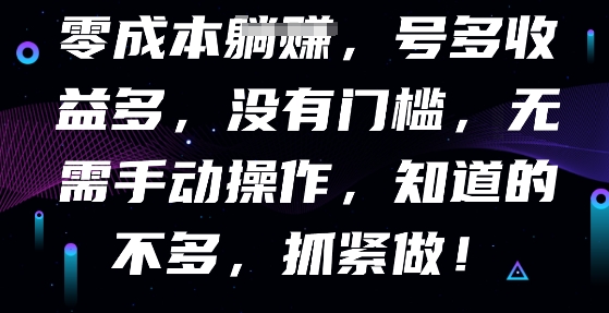 零成本全自动,号多收益多,没有门槛,无需手动-虚拟资料库